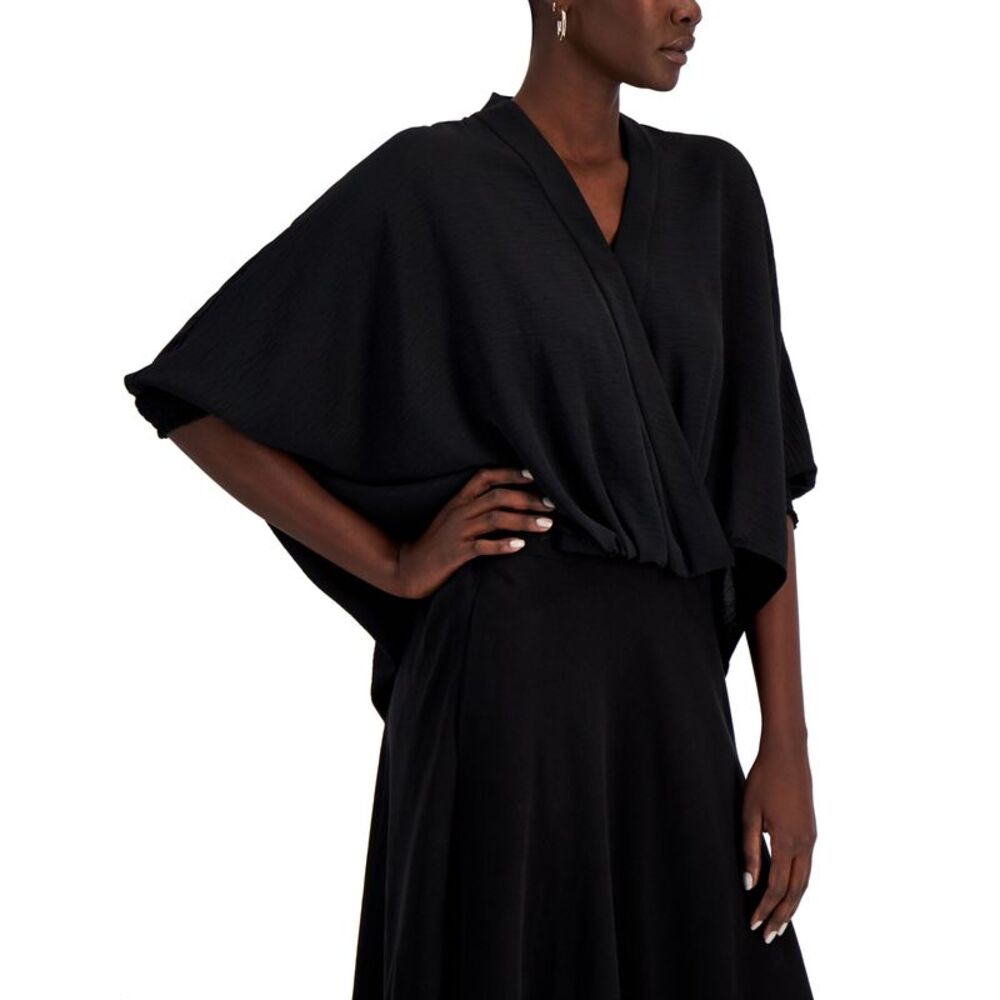 Alfani Faux Wrap Smocked Cuff Top
